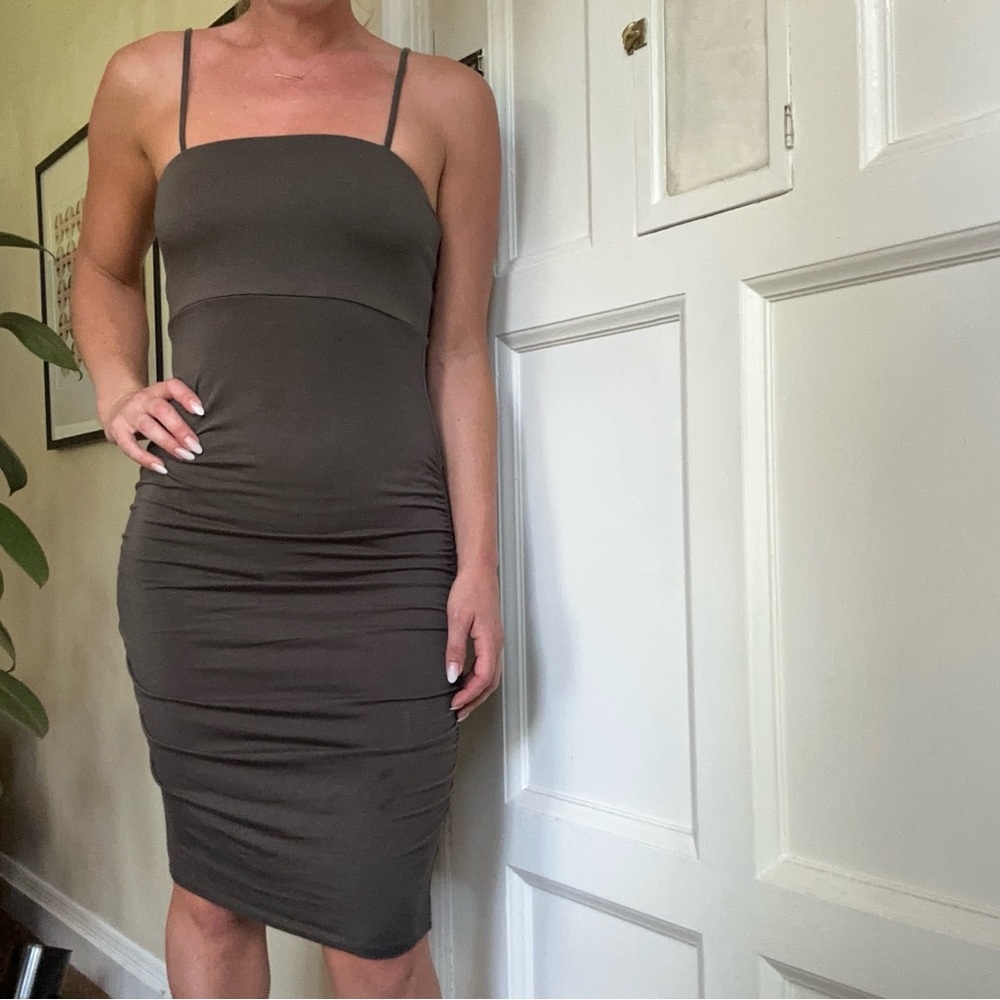 Comfy Gray/Green Bodycon Dress